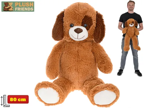 Plyšový pes Plush Friends 80 cm - tmavě hnědý