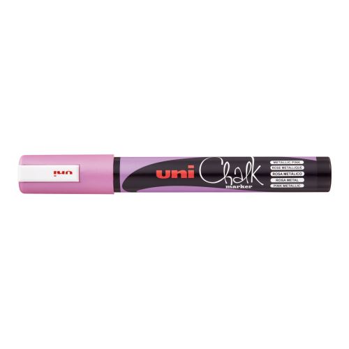 Křídový popisovač UNI Chalk Marker PWE-5M, 1,8-2,5 mm - metalicky růžový