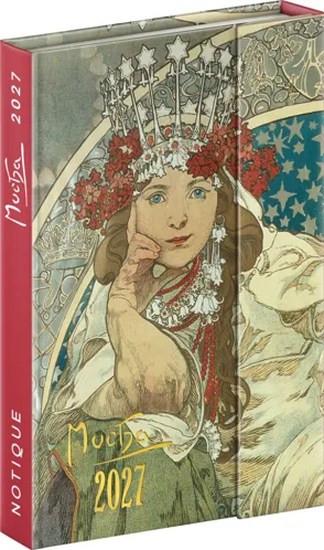 Týdenní diář 2027 Notique magnetický Alfons Mucha 11 x 16 cm