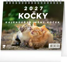Stolní kalendář 2027 Notique Kočky se jmény, 16,5×13 cm