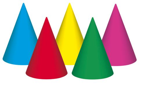 Párty kloboučky 6 ks jednobarevné, mix barev