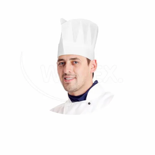 Kuchařská čepice papírová, bílá 23 cm, 10 ks