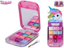 Unicorn make-up paletka se zrcátkem, 6 lesky na rty a 6 očními stíny - mix barev