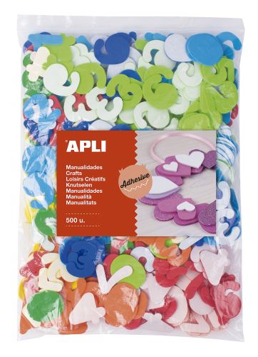 Pěnovka tvary APLI číslice, Jumbo pack, samolepicí, mix barev - 500 ks