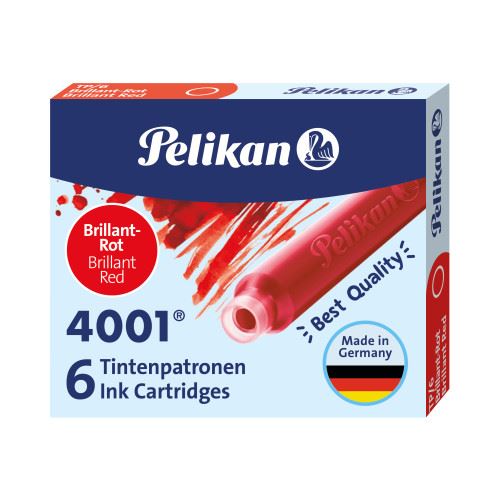 Inkoustové bombičky Pelikan 4001 TP/6 - brilantní červená