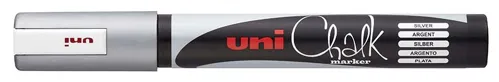 Křídový popisovač UNI Chalk Marker PWE-5M, 1,8-2,5 mm - stříbrný