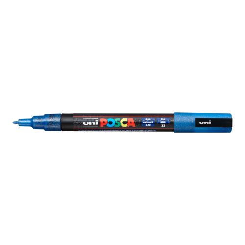 Dekorační popisovač Posca PC-3ML, 0,9 - 1,3 mm, třpytivě modrá (L33)