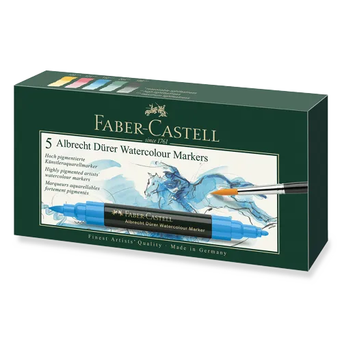 Sada akvarelových popisovačů Faber-Castell Albrecht Dürer - základní barvy, 5ks