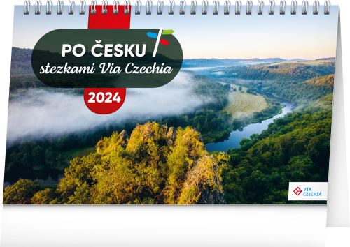 Stolní kalendář Presco Group 2024 - Po Česku stezkami Via Czechia 2024, 23,1 × 14,5 cm