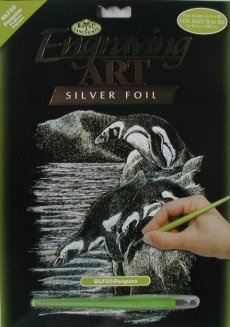 ROYAL and LANGNICKEL vyškrabovací obrázek 20x25 cm, stříbrný - Tučňáci