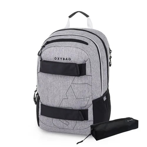 Studentský batoh OXY SPORT Grey Melange + etue