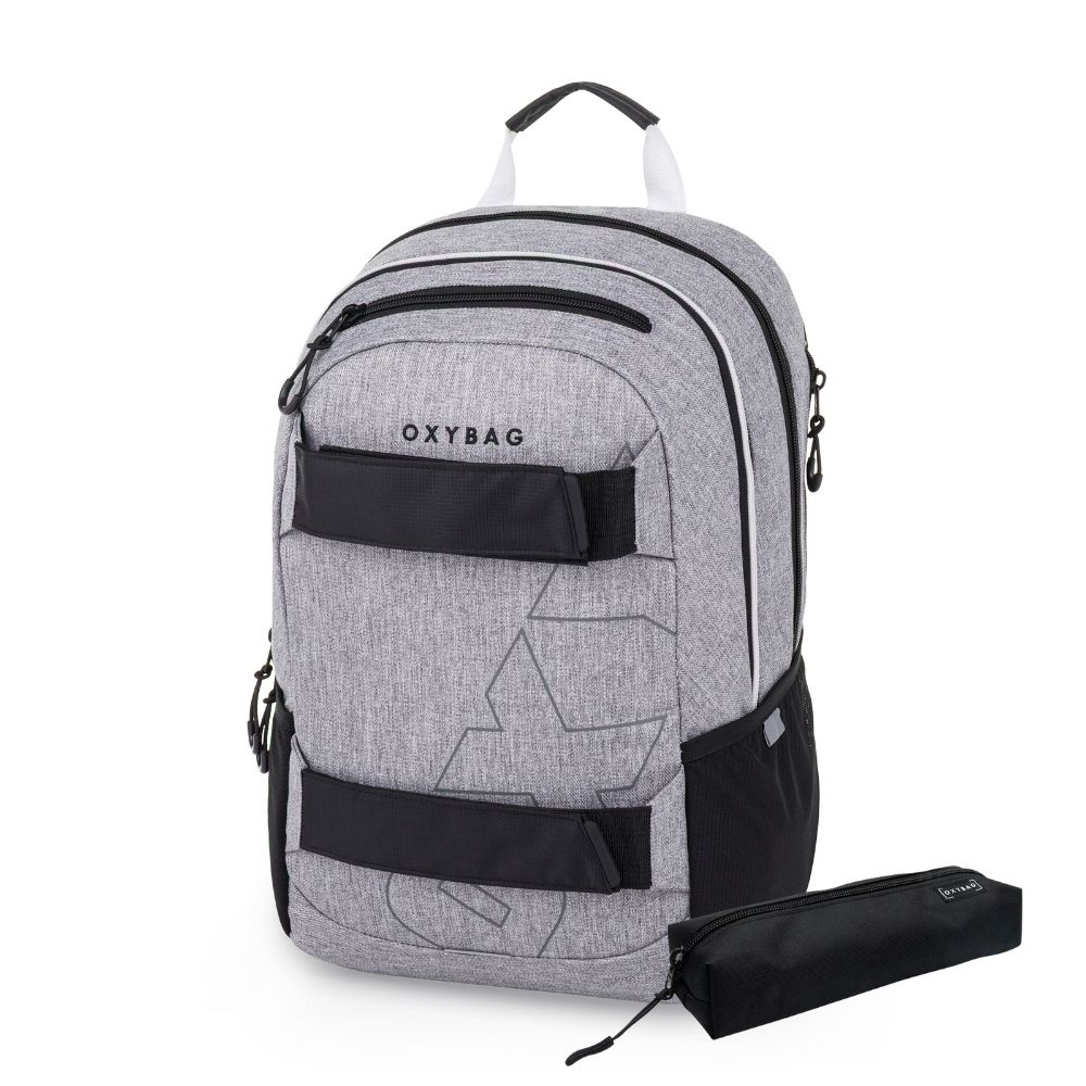 Levně Studentský batoh OXY SPORT Grey Melange + etue