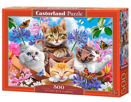 Puzzle Castorland 500 dílků - Kočky mezi kvítí