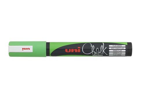 Křídový popisovač UNI Chalk Marker PWE-5M, 1,8-2,5 mm - fluo zelený