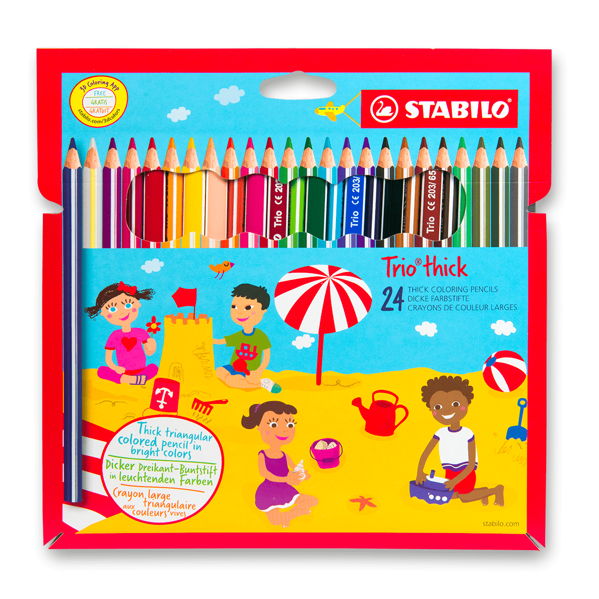 Levně Pastelky trojhranné silné Stabilo Trio, 24 barev