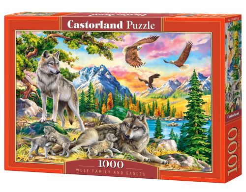 Puzzle Castorland 1000 dílků - Vlčí rodinka a orel