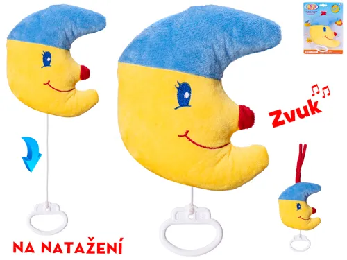 Plyšový měsíček s hracím strojkem natahovací 15 cm