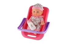 Panenka miminko pevné tělo v autosedačce s lahvičkou 22 cm - mix barev (2)