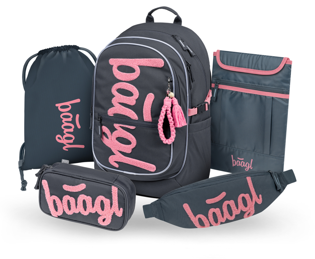 Levně Školní batohový set 5dílný BAAGL Core Logo růžový