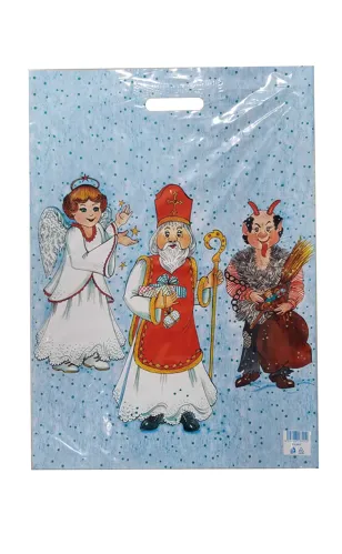 Taška mikulášská XXL s průhmatem 60x43cm - Mikuláš, Anděl, Čert