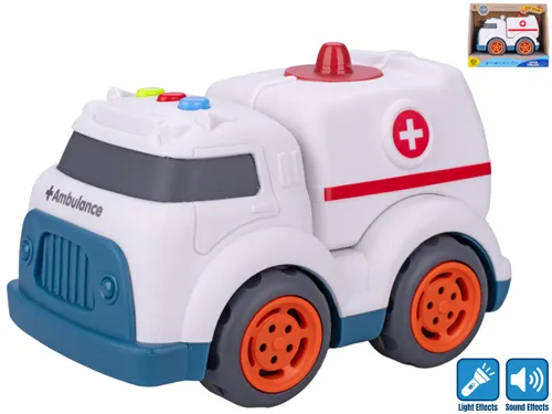 Auto ambulance 17 cm na volný chod se světlem a zvukem na baterie