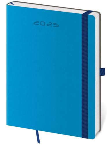 Týdenní diář 2025 Helma B6 - Flexies s poutkem modrý