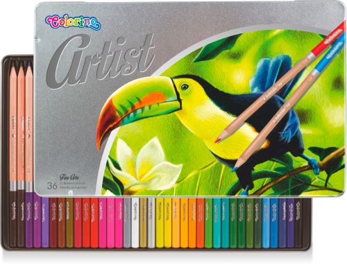 Pastelky dřevěné kulaté Colorino Artist, kovový box - 36 barev