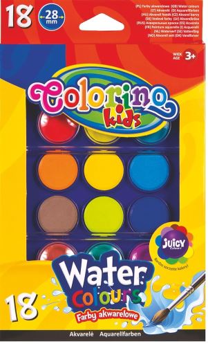 Vodové barvy Colorino velké, pouzdro, 2 štětce, 18 barev