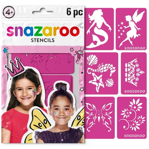 Šablony na obličejové barvy Snazaroo 6ks - růžové