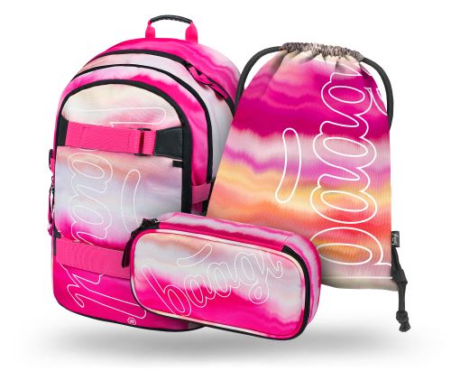 Školní batohový 3-dílný set BAAGL SKATE - Pink (batoh, penál, sáček)