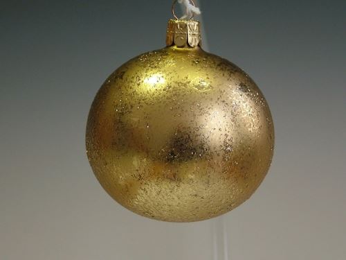 Vánoční skleněné koule 8cm, hladké, zlaté, mat/lesk, hubkovaný dekor, 6ks