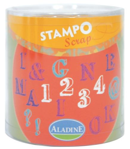 Razítka Aladine Stampo Scrap - Abeceda a číslice, 54 ks
