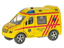 Auto 2-Play Traffic ambulance CZ kovové 11 cm na zpětné natažení česky mluvící se světlem na baterie (1)