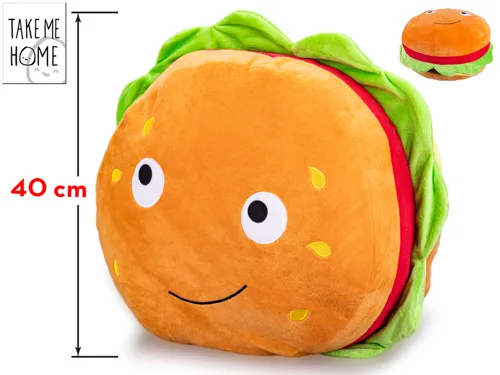 Plyšový hamburger Take Me Home 40 cm s obličejem