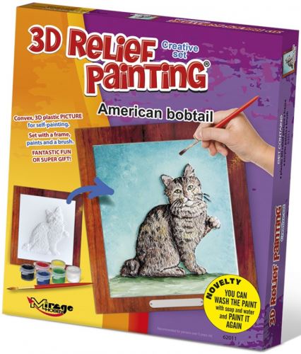 3D reliéfní obrázek 19x21cm - Kočka - Americká