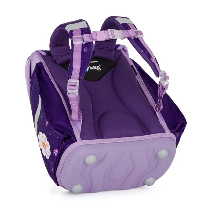 Otevřená hlavní komora školního batohu Oxybag Premium Light Flowers se zpevněným dnem
