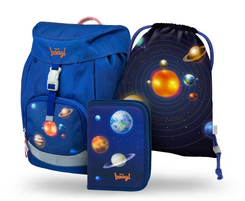 Školní batohový 3-dílný set BAAGL AIRY - Planety (batoh, penál, sáček)