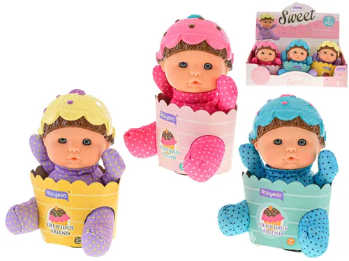 Miminko s měkkým tělem 15 cm v papírovém košíčku - mix barev