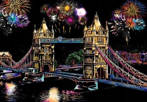 Škrabací obrázek v tubě 75x52 cm - Londýn, Tower Bridge