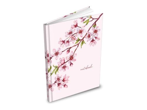 Záznamová kniha A4 MFP 100 listů, čtvereček - Větvičky s růžovými květy