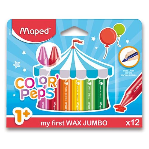 Voskovky Maped Color'Peps Wax Jumbo - 12 barev, trojhranné