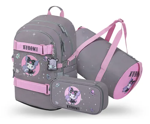 Školní batohový set 3-dílný Baagl Skate Kuromi Grey