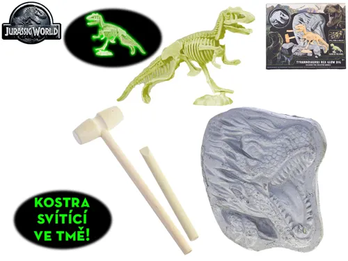 Sada pro tesání kostry T-Rexe svítící ve tmě s doplňky - Jurský svět