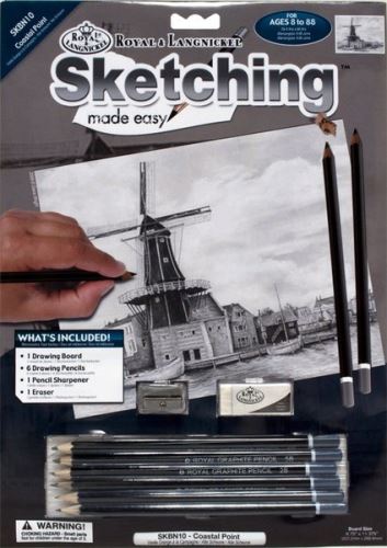 Malování skicovacími tužkami 22x28 cm - Větrný mlýn