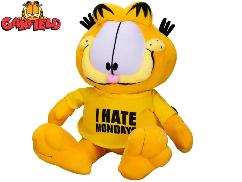 Plyšový Garfield sedící 24 cm s nápisem „I hate Mondays“