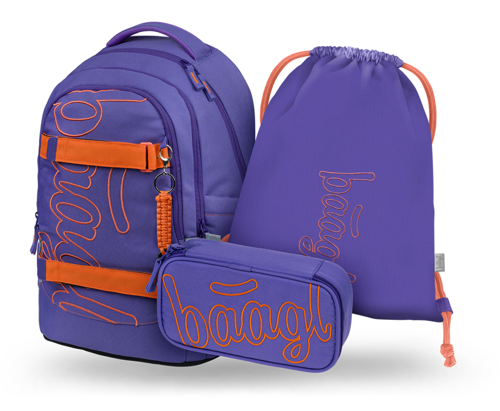 Levně Školní batohový set 3dílný BAAGL Skate Max Orange