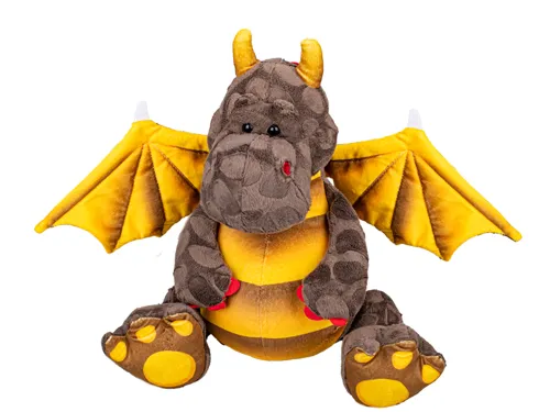 Plyšový drak sedící 23 cm - hnědý