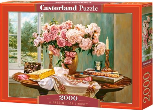 Puzzle Castorland 2000 dílků - Dárek pro Lindsey - stůl s kytkou