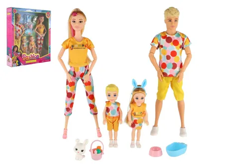 Panenka s panáčkem a 2 dětmi 30 cm - rodina, s doplňky