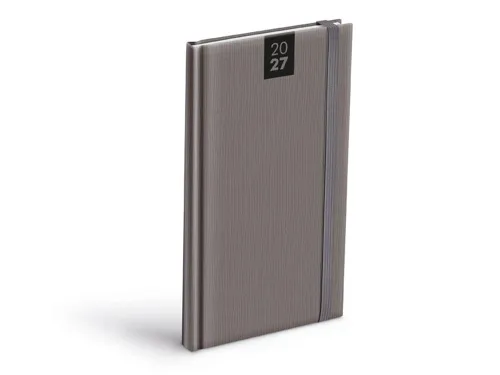 Týdenní diář 2027 MFP 90x170mm T806 PU s gumkou šedý